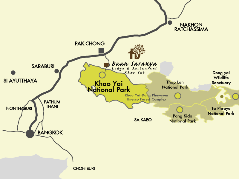 Our resort map location in Khao Yai national park area.